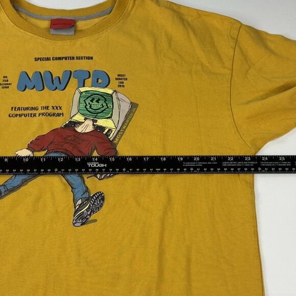 Most Wanted Lab Mens Oversize Computer Graphic Tee T-Shirt Yellow Size XL - Picture 6 of 7